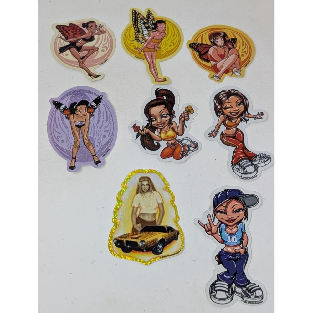 Vintage Y2K Sticker Lot Latina Chicano Aztlan Girls Fairy Anime Lowrider 2000s